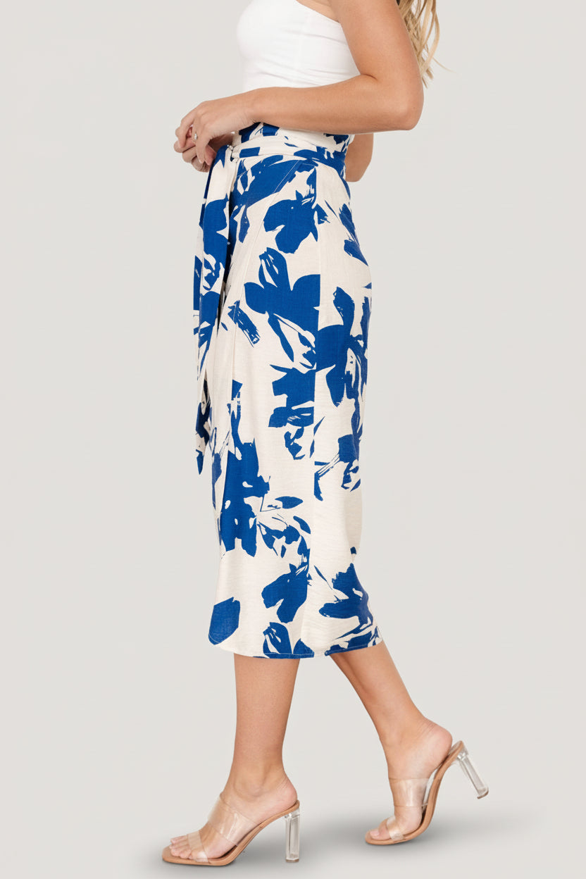 Vista Wrap Midi Skirt | Blue Print