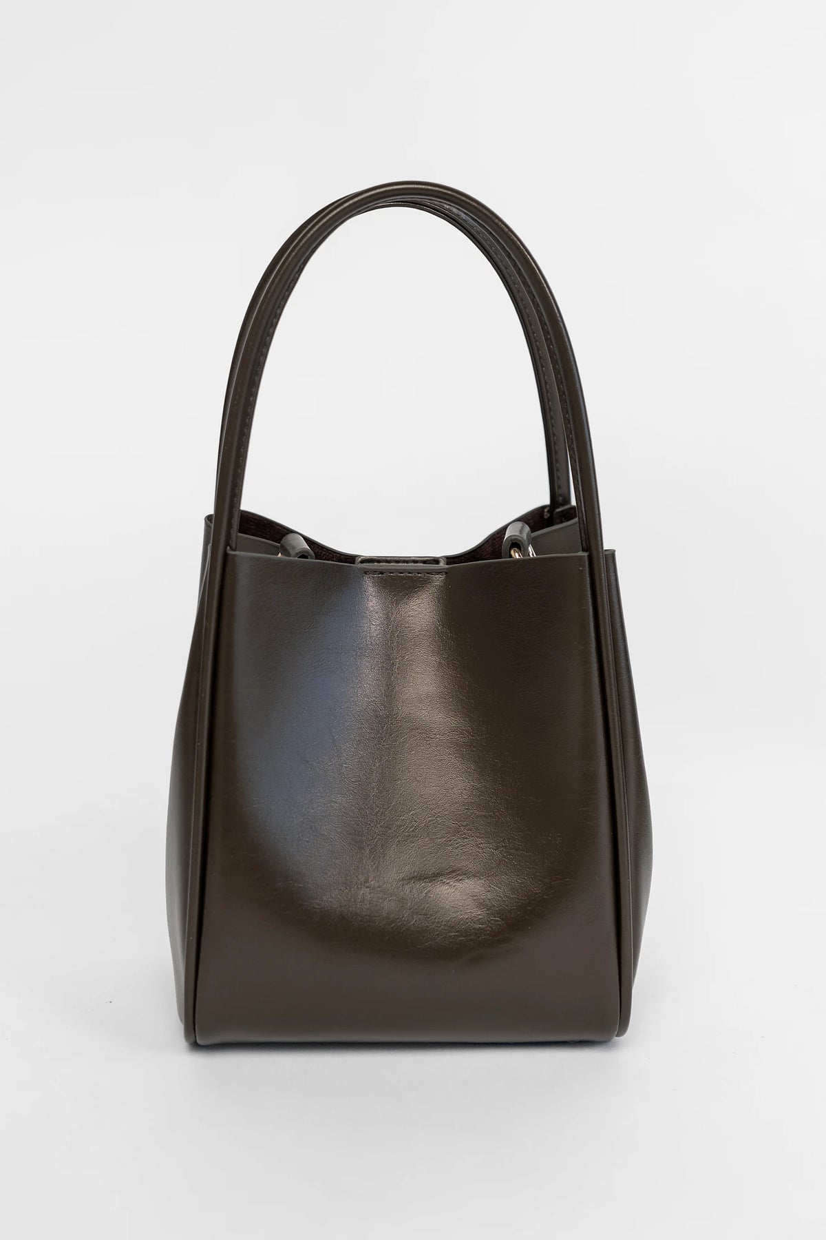 Vivaldi Mini Tote Bag in Olive Charcoal with structured silhouette, top handles, and gold-tone hardware.