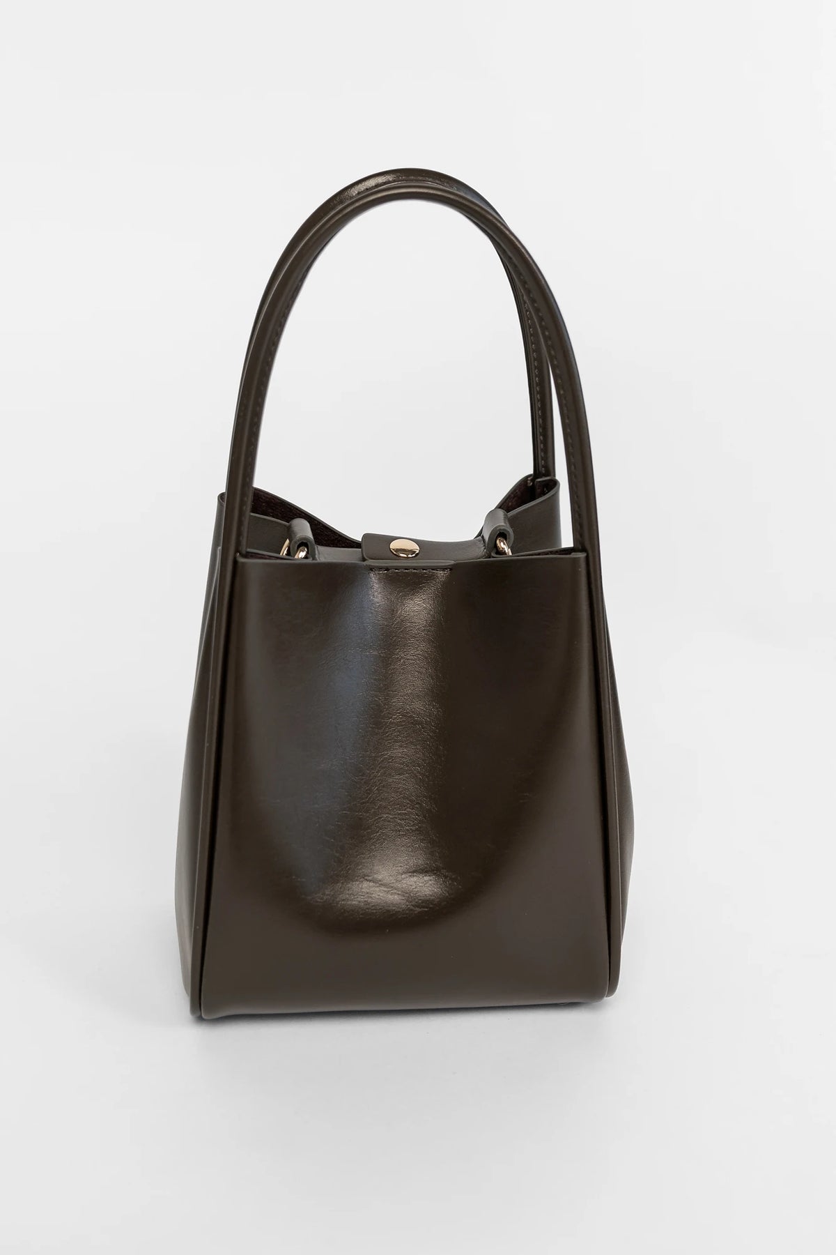 Vivaldi Mini Tote Bag in Olive Charcoal with structured silhouette, top handles, and gold-tone hardware.