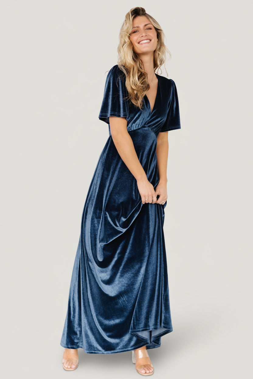 Vivian Velvet Maxi Dress | Blue