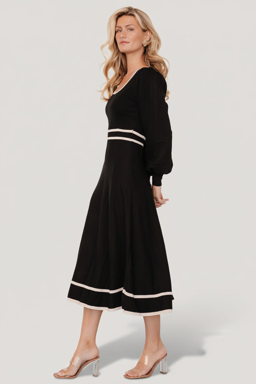 Winslet Knit Dress | Black + Cream