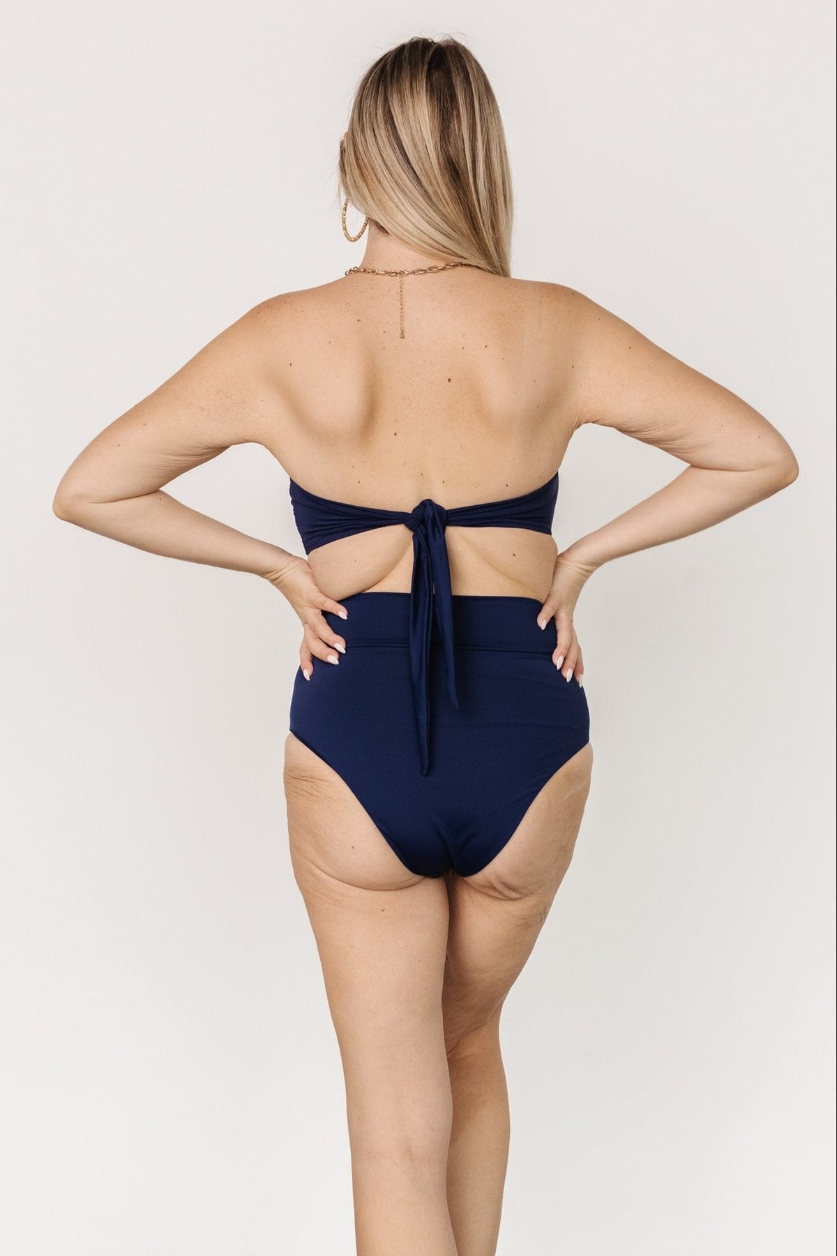 Milos High Waist Tie Bikini Bottom | Navy - Baltic Born